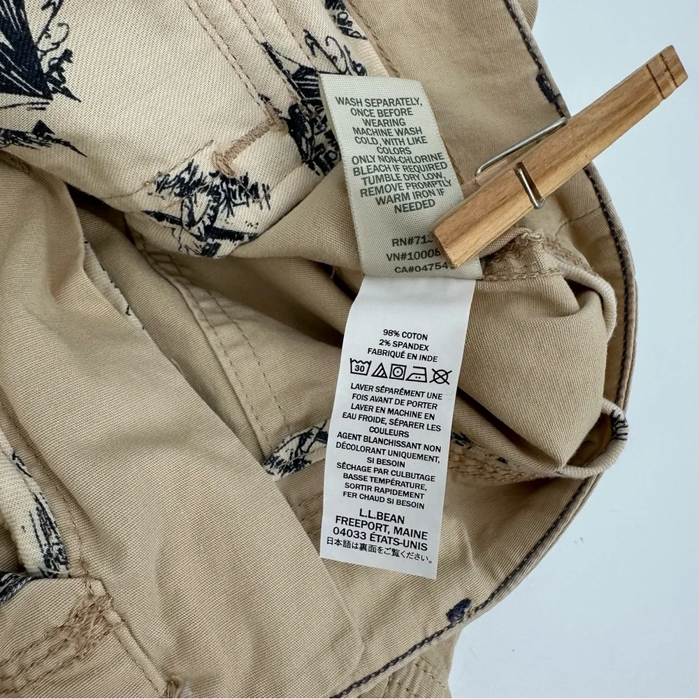 LL Bean Pants Women 10P Beige Tan Stretch Canvas Cargo Favorite Fit Straight Leg
